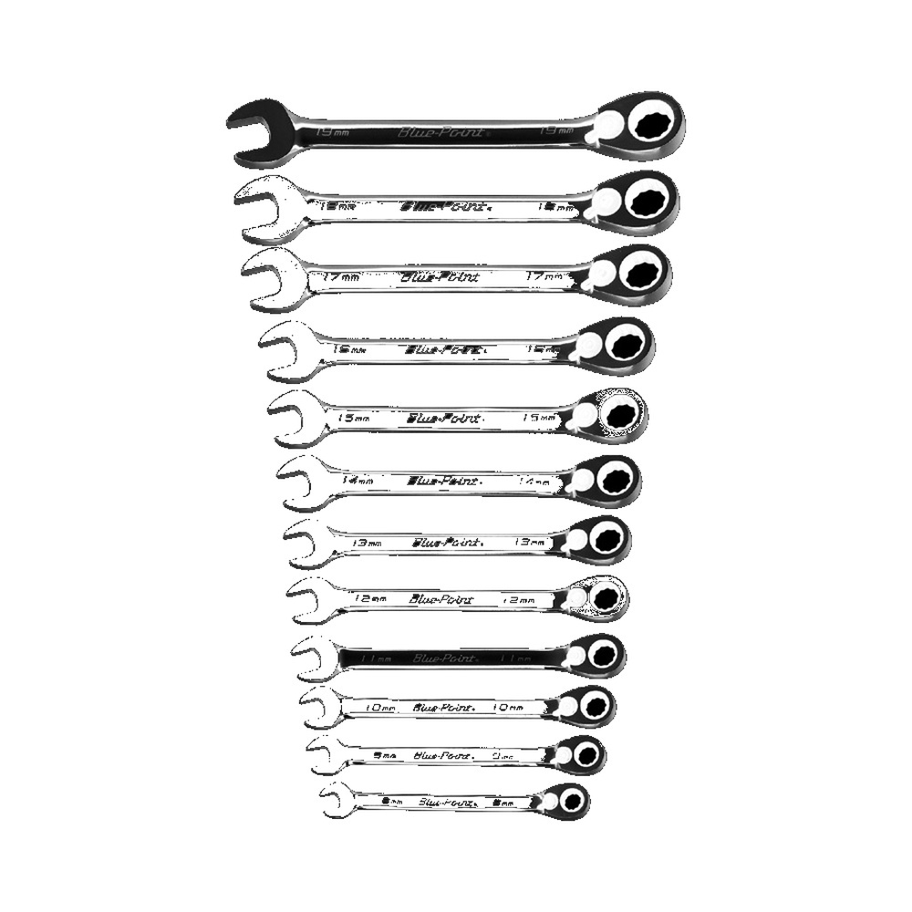 4. Reversible Ratcheting Combination Wrench Set, 8 to 19mm - 21 to 25mm - 13-16in to 1in - 5-16in to 3-4in