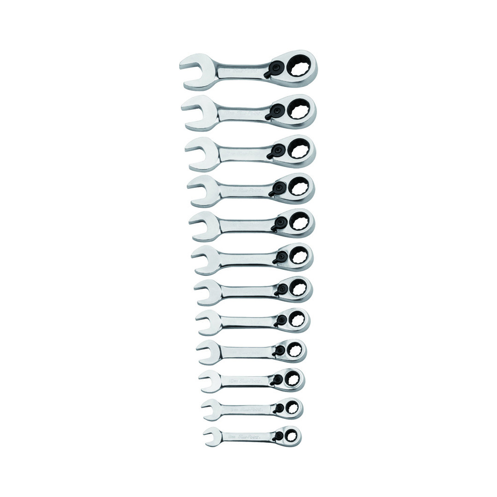 6. Reversible Short Ratcheting Combination Wrench Set, 8 to 19mm - 5-16in to 3-4in